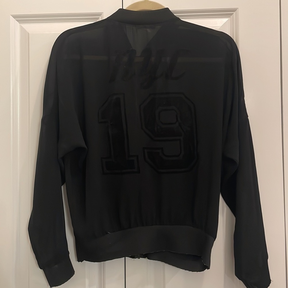 Zara Sheer Black Bomber sz XS